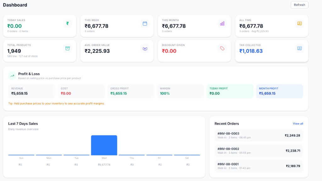 Chat2Bill live dashboard